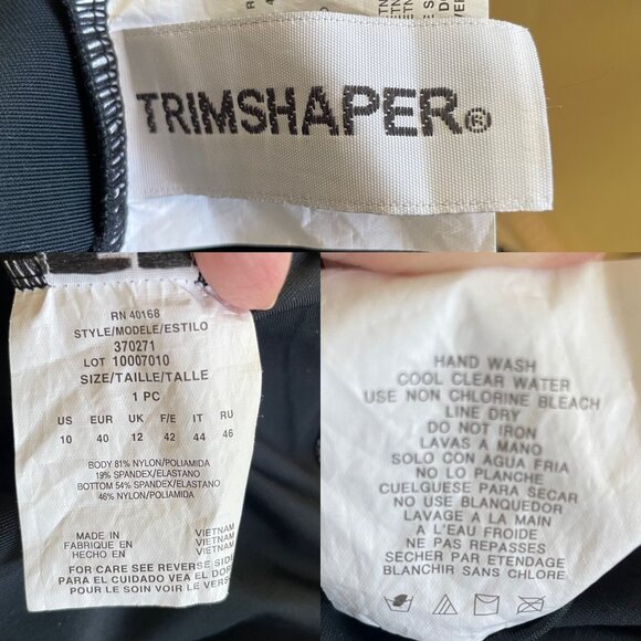 Trim Shaper Layered One Piece Swimsuit Size 10 Black Turquoise Floral Print NWOT - Picture 5 of 7